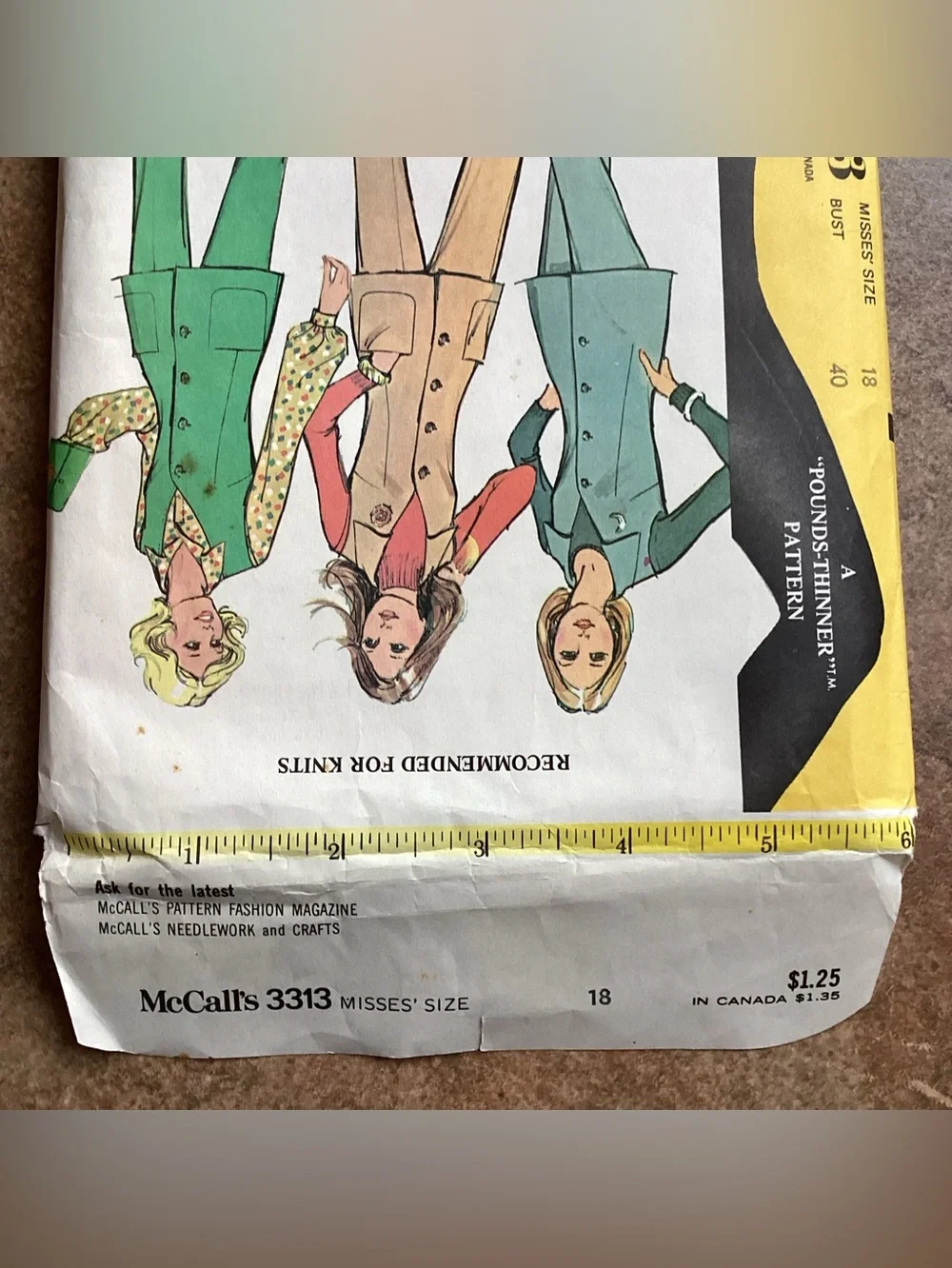 Vintage 1972 McCall's 3313 Sewing Pattern Misses' Vest & Pants, 70s